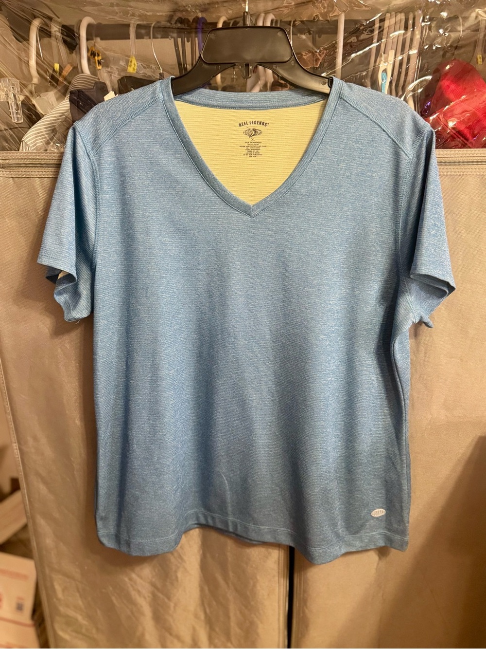 Reel Legends Light Blue V-Neck Short Sleeve Tee XL